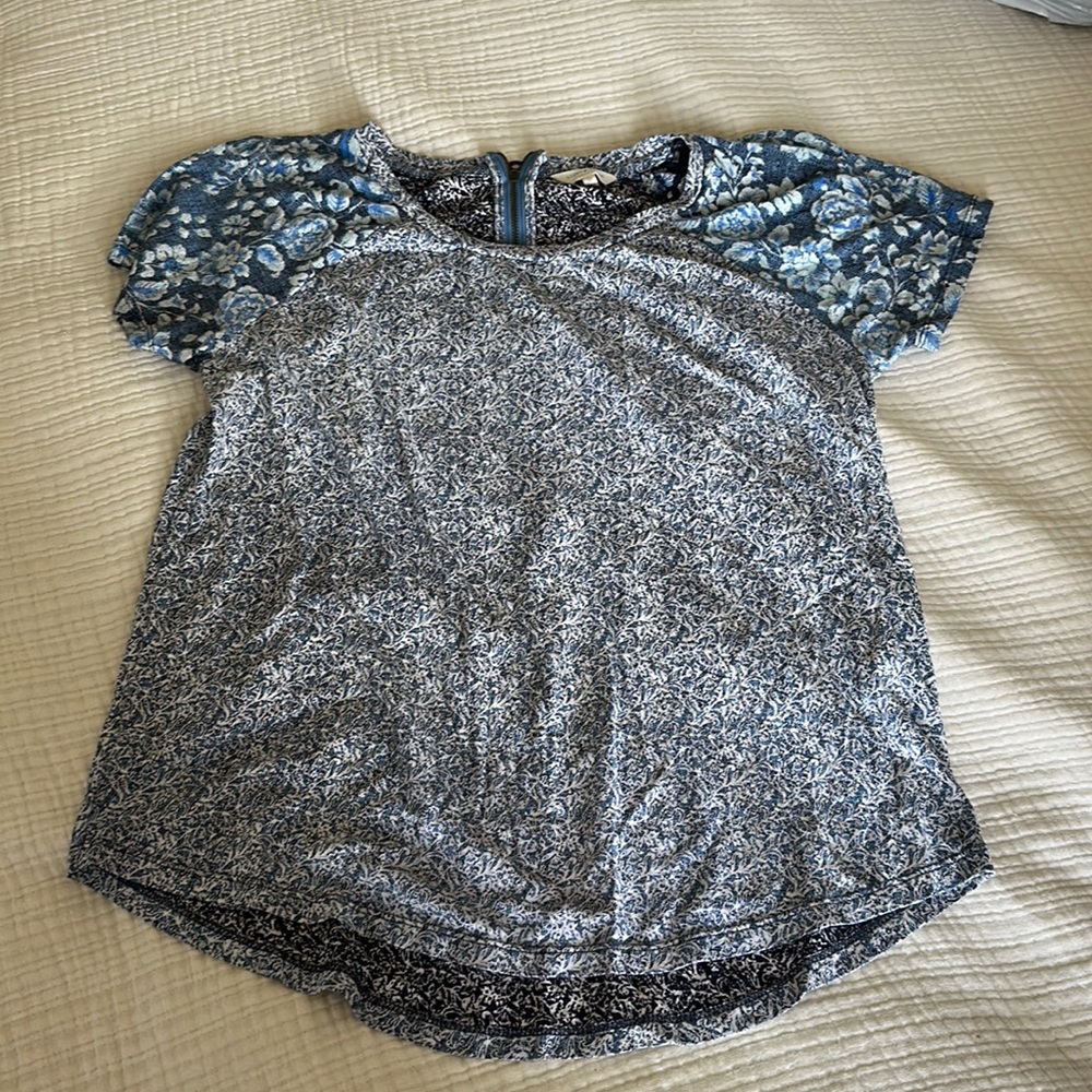 LUCKY BRAND MIXED MEDIA BLUE TOP